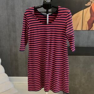 Saint James Navy and Coral Striped Dress - XL